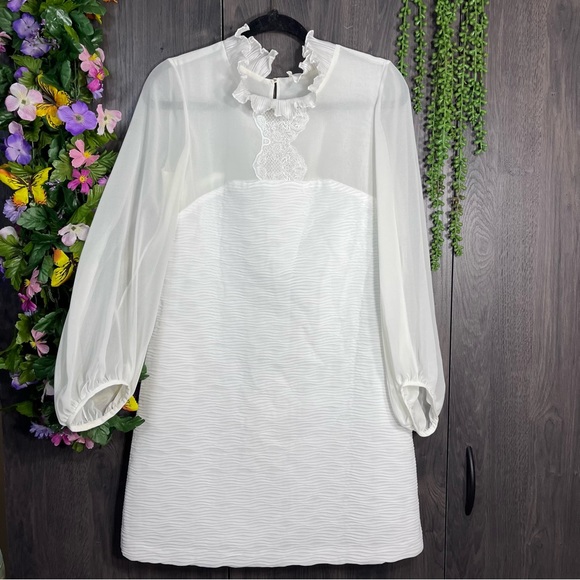 ₽💙2/$40💙NWT Regard Long Sleeve White Collared Dress Size 36/Small - Picture 1 of 16